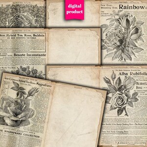 Botanical Junk Journal Pages: Vintage Garden Ephemera (Digital Download)