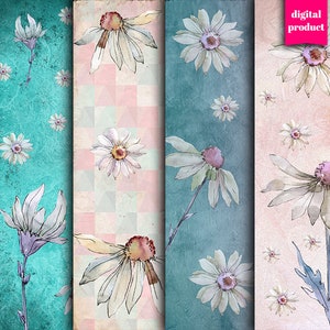 DIGITAL Daisy Paper Download - Daisy Floral Digital Papers - VBM2696