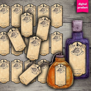 DIGITAL Blank Halloween Potion Bottle Labels - Printable Halloween Potion Labels - Digital Vintage Apothecary Labels - VBM2791