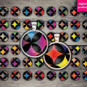 1 Inch Circle Images: Jewelry Pendant Collage Sheet (Digital Download)
