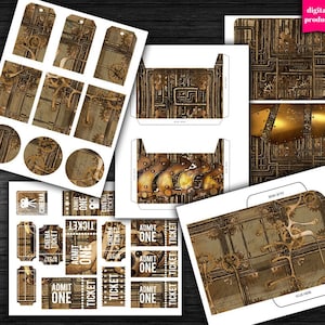 DIGITALE Steampunk Junk Journal Kit - Afdrukbare Steampunk Tags, Kaarten, Emvelopes, Pockets en Junk Journal Pagina's - VBM2768