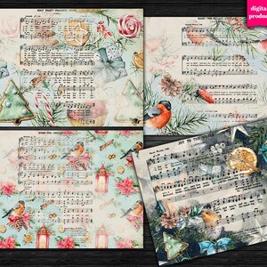 DIGITAL Christmas Music Sheets - Vintage Weihnachtslieder Digitale Papiere Download - VBM2834