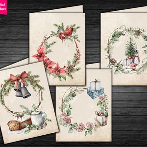 Cartões de Natal DIGITAIS - Download de cartões de Natal vintage para impressão - VBM2842