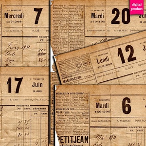 DIGITAL vintage Français Pochette manuscrite - Grunge Junk Journal Ephemera - Grands livres vintage imprimables, Documents, Ephémères - VBM2905