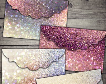 DIGITAL Printable Glitter Envelopes - Digital Collage Sheet Download