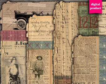 DIGITAL Vintage Grunge Ephemera - Printable Grunge Ephemera Collage Sheet - VBM2644