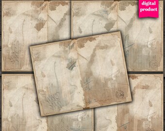 Grunge Ephemera: Faded Junk Journal Pages (Digital Download)