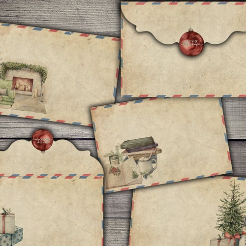 DIGITAL Vintage Christmas Airmail Envelopes Printable - Etsy