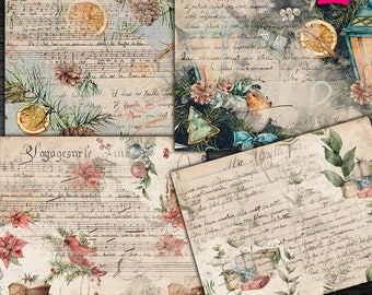 DIGITAL Vintage Christmas Ephemera - Printable Grunge Christmas Papers Download 23 - VBM28