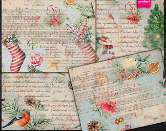 DIGITAL Christmas Grunge Ephemera - Printable Vintage Christmas Papers Download 25 - VBM28