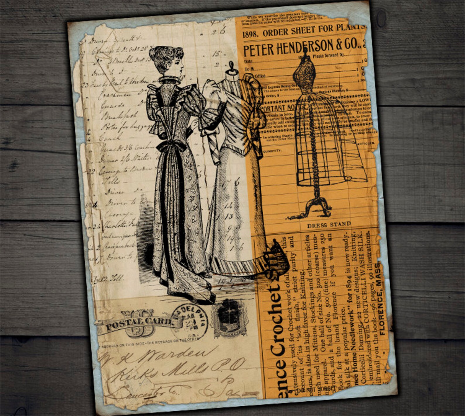DIGITAL Vintage Grunge Ephemera - Digital Collage Sheet Download - Etsy