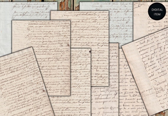 アンティークのフランス書簡資料：1700年代の手書き文書（デジタル