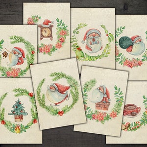 Tarjetas de Navidad de Santa imprimibles DIGITAL - Descarga de tarjetas de Navidad vintage digitales - VBM2317