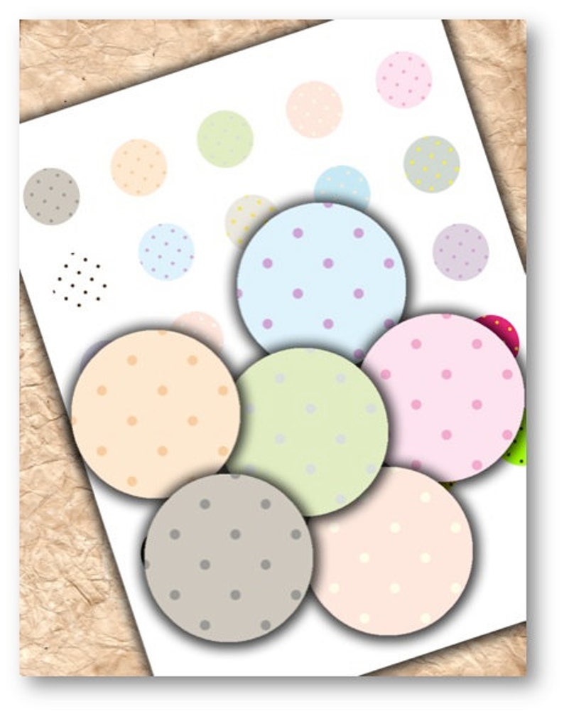DIGITAL Polka Dot 1 inch Circle for Jewelry Pendants Digital Collage Sheet Download 418 Instant Download Printables image 3