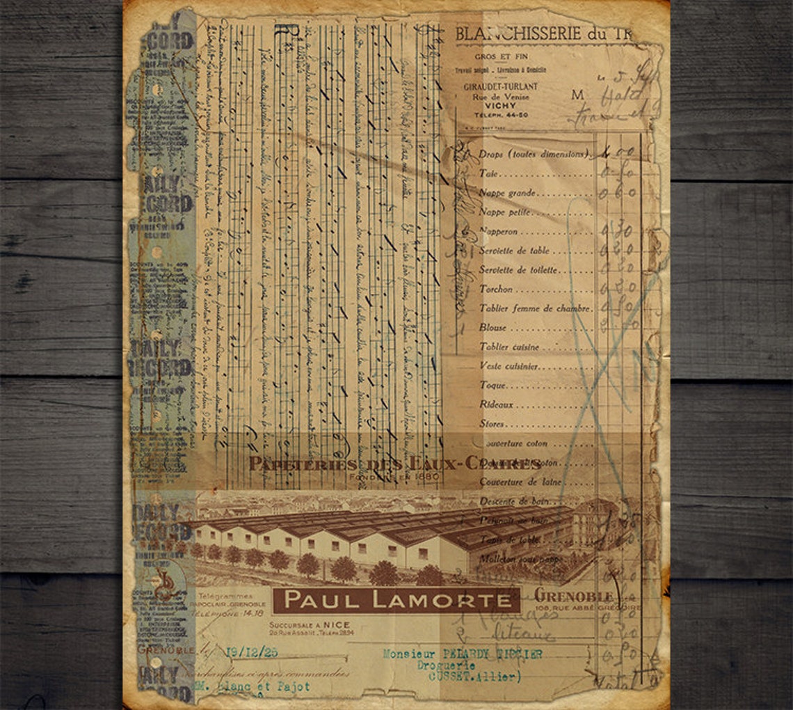 DIGITAL Vintage Grunge Junk Journal Ephemera - Digital Collage Sheet ...