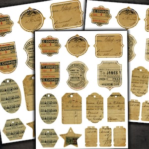 DIGITAL Junk Journal Vintage Ephemera Printables - Digital Collage Sheet Download