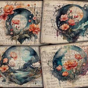 Digitale Junk Journal Seiten, druckbare Vintage Ephemera, Musiknoten, handgeschriebene Ephemera, Vintage Digital Paper Download - VBM3298