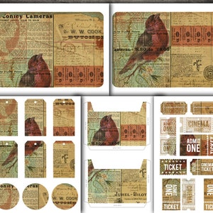 Vintage Ephemera Junk Journal Kit: Printable Pages, Tickets (Digital Download)