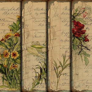 DIGITAL Vintage Botanical Junk Journal Ephemera - Digital Collage Sheet Download - VBM2077