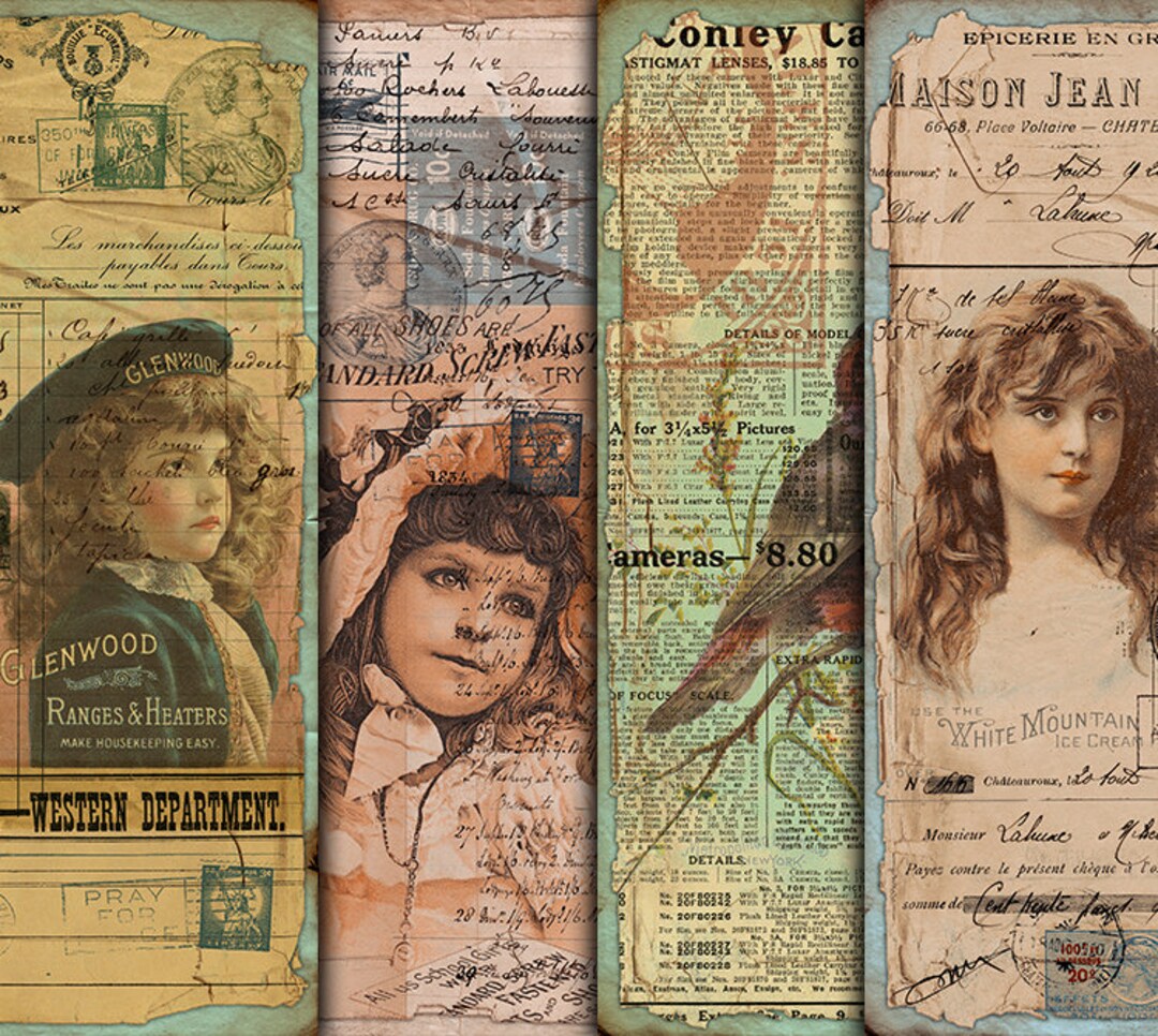 DIGITAL Vintage Junk Journal Ephemera - Digital Collage Sheet Download ...