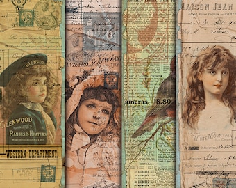 DIGITAL Vintage Junk Journal Ephemera - Digital Collage Sheet Download - VBM1791