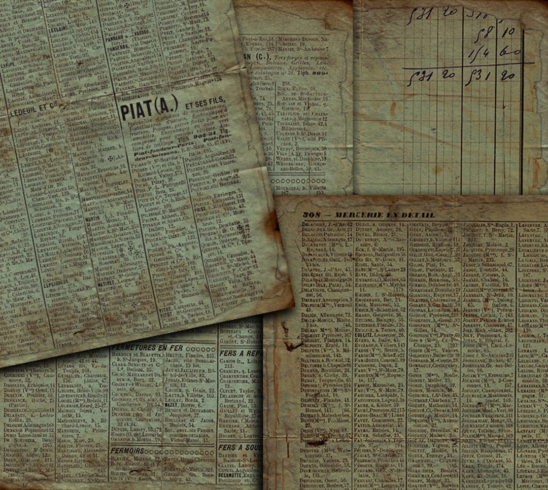 DIGITAL Vintage Grunge French Junk Journal Ephemera - Digital Collage ...
