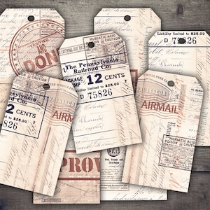 DIGITALE Vintage Postanhänger Digital Collage Sheet Download - VBM1519