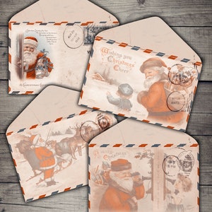 DIGITAL Vintage Christmas Airmail Enveloppen - Digitale Collage Sheet Printable