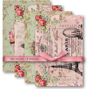 DIGITAL Eiffeltoren Carte Postale - Digitale Collage Sheet Download -483- Digital Paper - Instant Download Printables