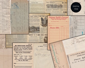 DIGITAL Vintage Receipts, Invoices, Ledgers, Newspapers, Telegrams for Junk Journals - Digital Vintage Documents - VBM2859
