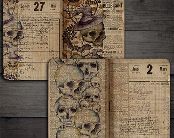 DIGITAL Grunge Halloween Junk Journal Printable Pages - Halloween Digital Papers - VBM2136