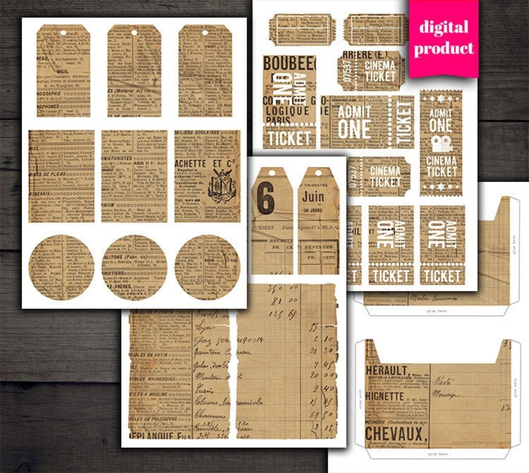 CYFROWY Zestaw Vintage Newspaper Junk Journal do pobrania