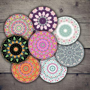 Mandala Circle Images: 2.5&quot; Digital Collage Sheet (JPEG & PDF)