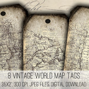 DIGITALE Vintage Weltkarten Digital Collage Sheet Download - 1060 - Digitales Papier - Instant Download Printables
