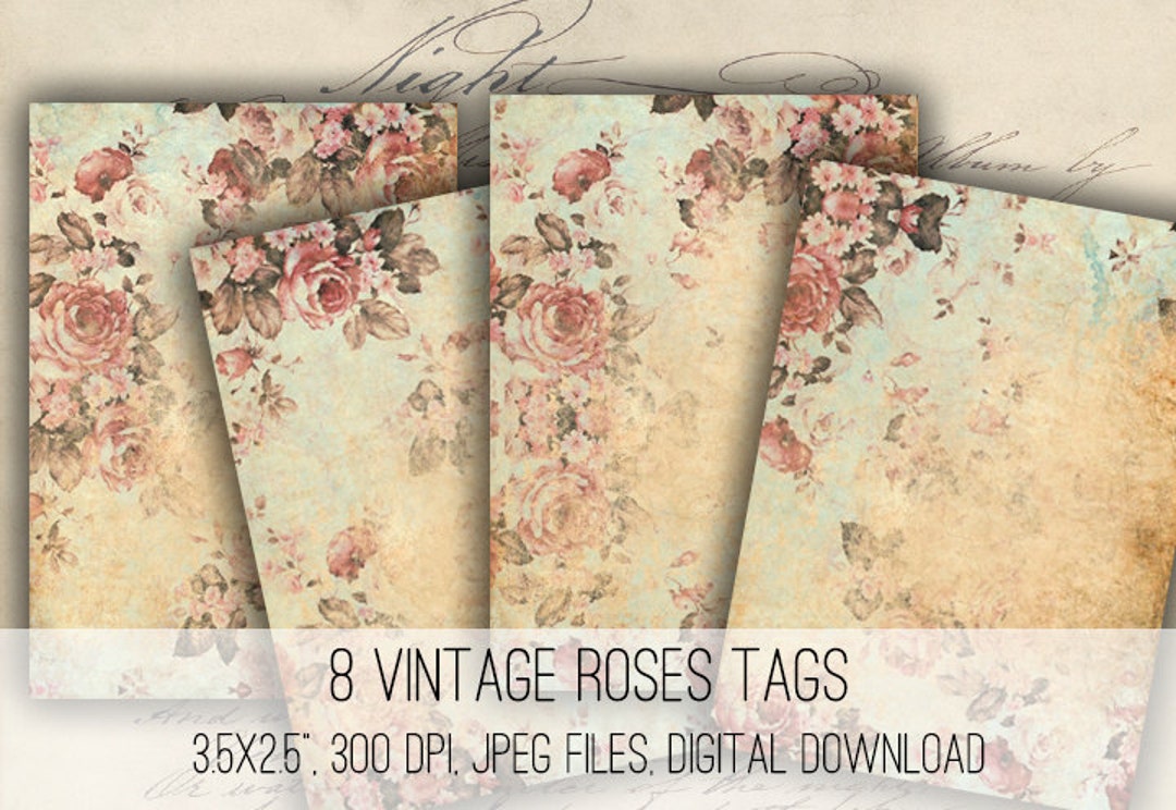 DIGITAL Shabby Chic Floral Tags Digital Collage Sheet Download - 1102 ...