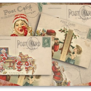 DIGITALE Weihnachtspostkarten Digital Collage Sheet Download -810- Digitales Papier - Instant Download Printables