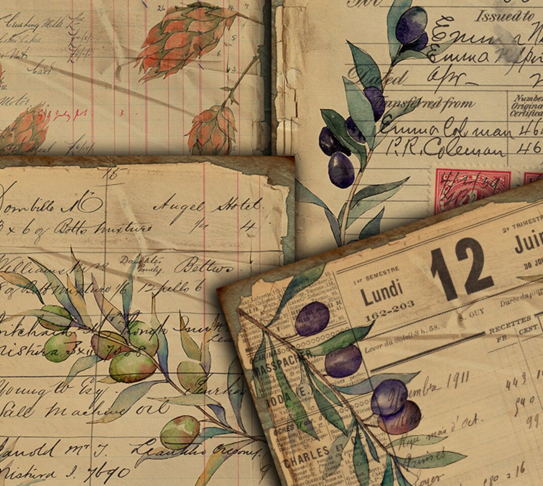 DIGITAL Vintage Botanical Printable Junk Journal Ephemera - Digital ...
