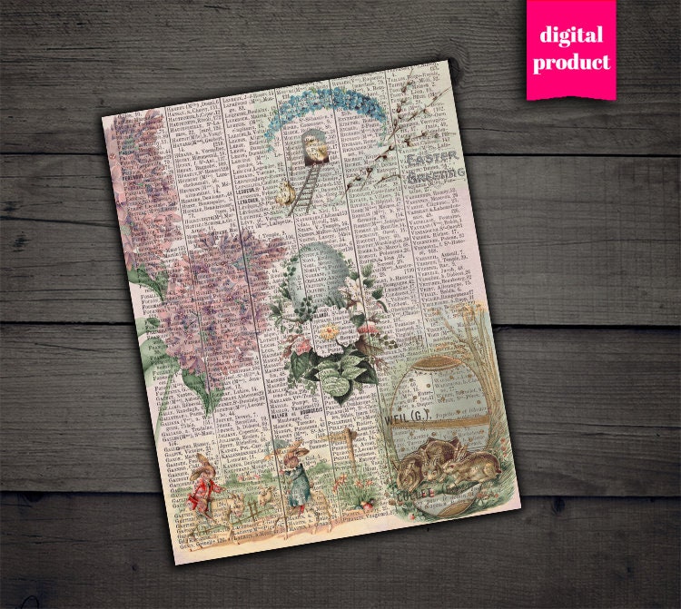 DIGITAL Vintage Easter Ephemera - Printable Easter Paper Download ...