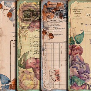 DIGITAL Vintage Floral Ephemera Digital Paper Download