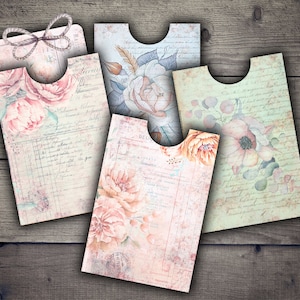 Digital Printable Floral Envelopes - Digital Collage Sheet Descargar - Papel Digital