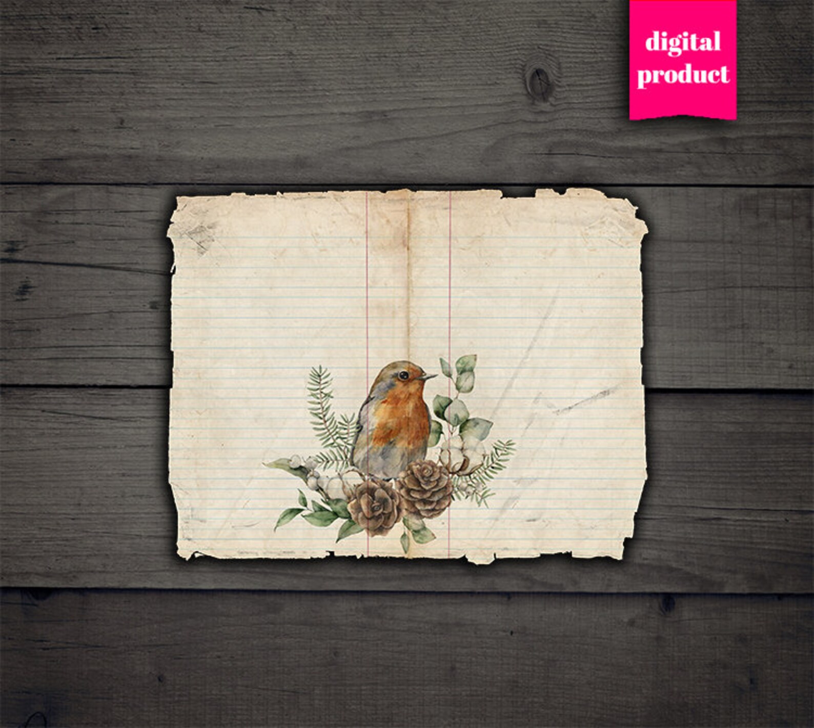 DIGITAL Birds Junk Journal Kit - Printable Grunge Journaling Pages ...