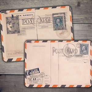 DIGITAL Airmail Postkarte Junk Journal Druckbare Seiten - VBM1398