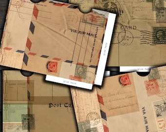 DIGITAL Vintage Postal Ephemera Envelopes  - Digital collage sheet download