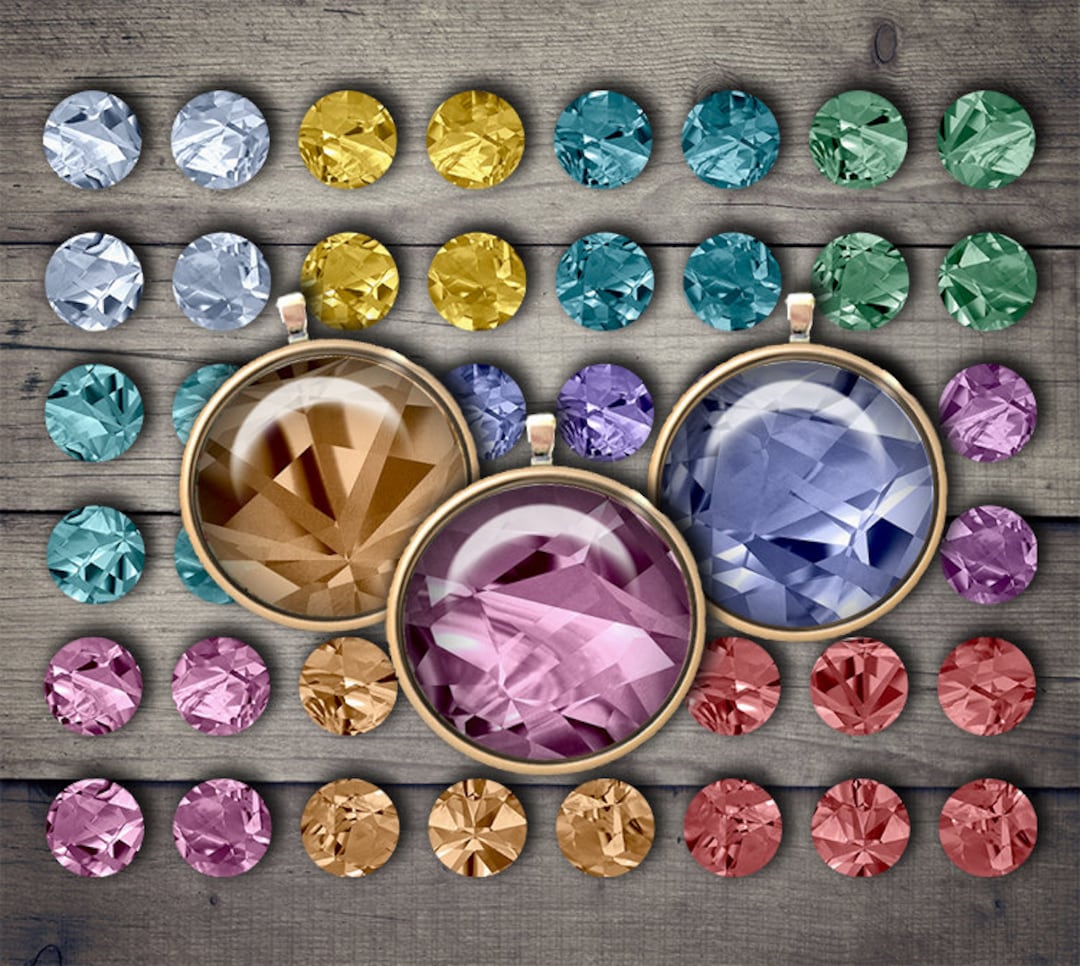 DIGITAL Printable Gemstones 1 Inch Circles for Jewelry Pendants ...