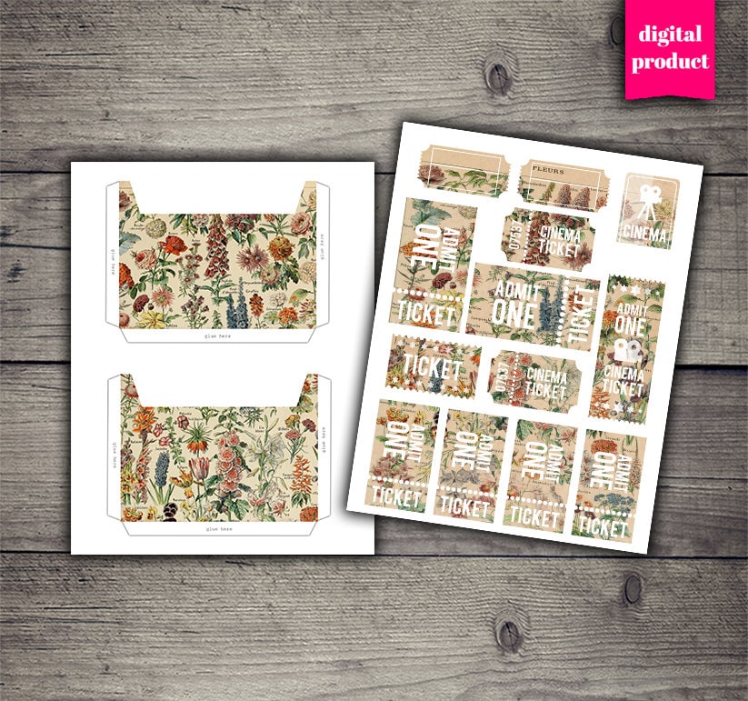 DIGITAL Vintage Botanical Junk Journal Kit - Printable Vintage Floral ...