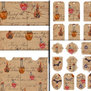 DIGITAL Halloween Potions Junk Journal Kit - Printable Halloween Graphics - VBM2126