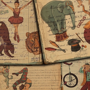 DIGITAL Vintage Circus Junk Journal Ephemera - Digital Collage Sheet Download - VBM1932