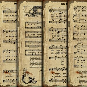 DIGITALE Grunge Kerstmuziekbladen - Digitale Vintage Kerstliedjes Papier Download - VBM2149