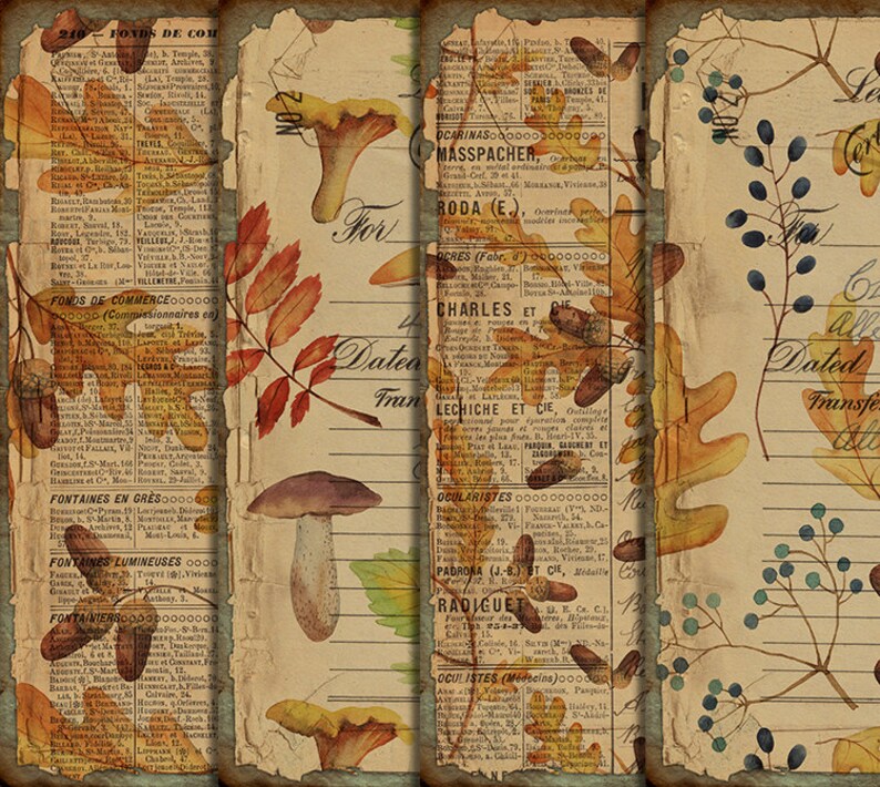 DIGITAL Vintage Fall Junk Journal Ephemera Digital Paper Download VBM1899