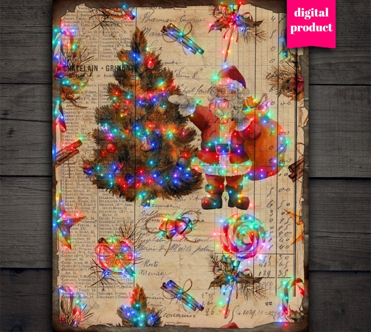 DIGITAL Christmas Lights Printable Junk Journal Ephemera Etsy